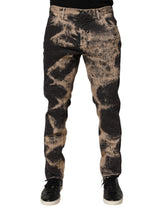 Beige Black Corduroy Tie-Dye Cotton Blend Pants